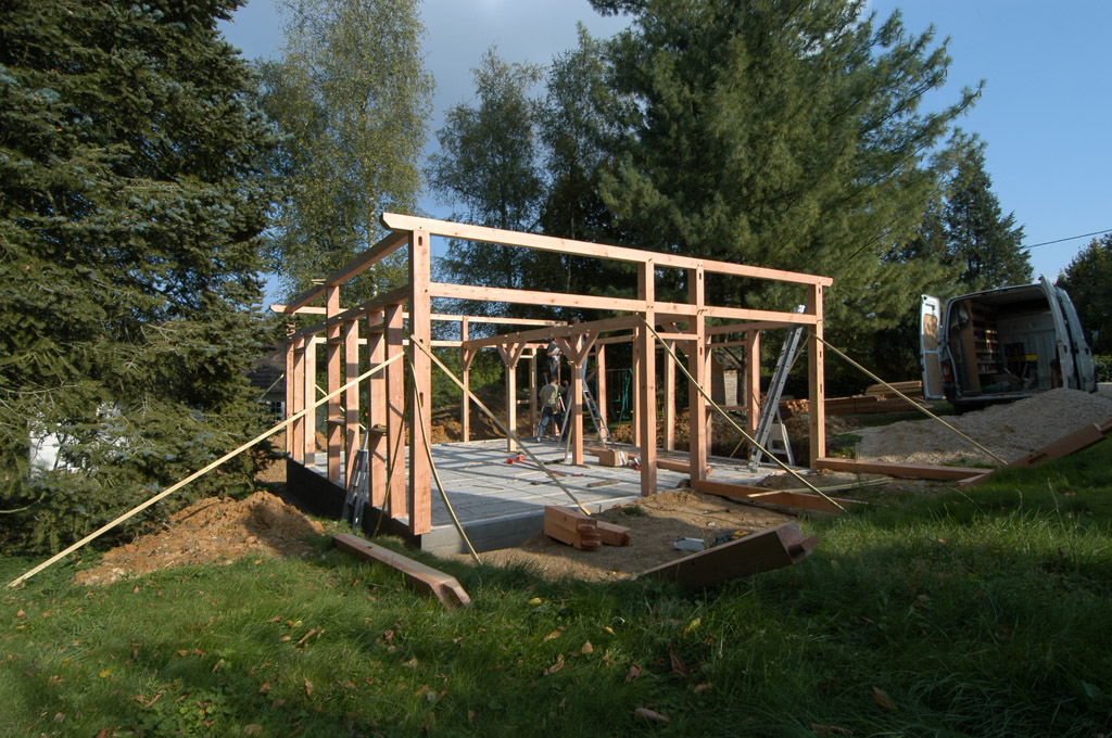 Construction maison poteau/poutre Douglas BMR etape 2